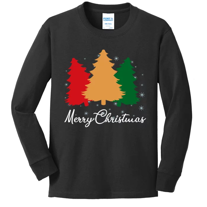 Merry Christmas Tree Family Xmas Holidays Gift Kids Long Sleeve Shirt