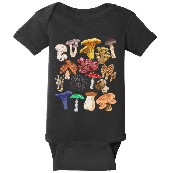 Mushroom Classification Types Mycology for Shroom Hunter Baby Bodysuit