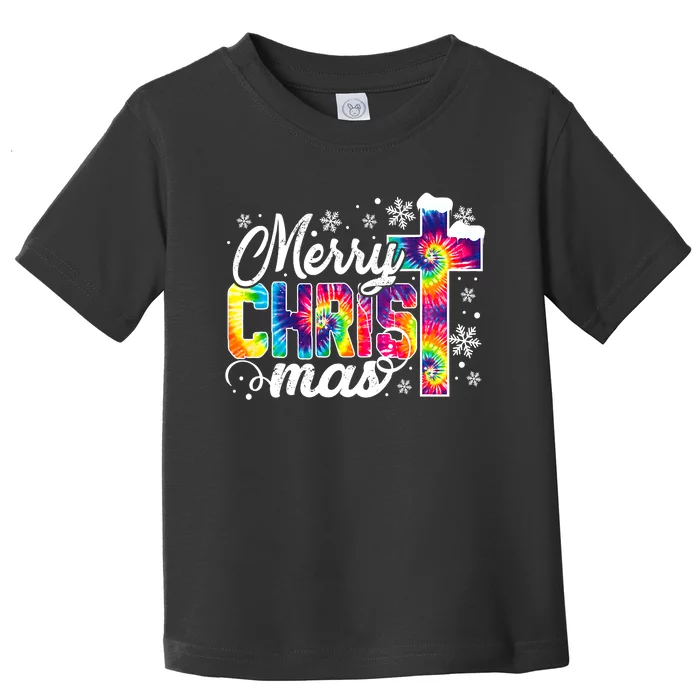 Merry Christmas Tie Dye Plaid Christmas Eve Santa Funny Toddler T-Shirt