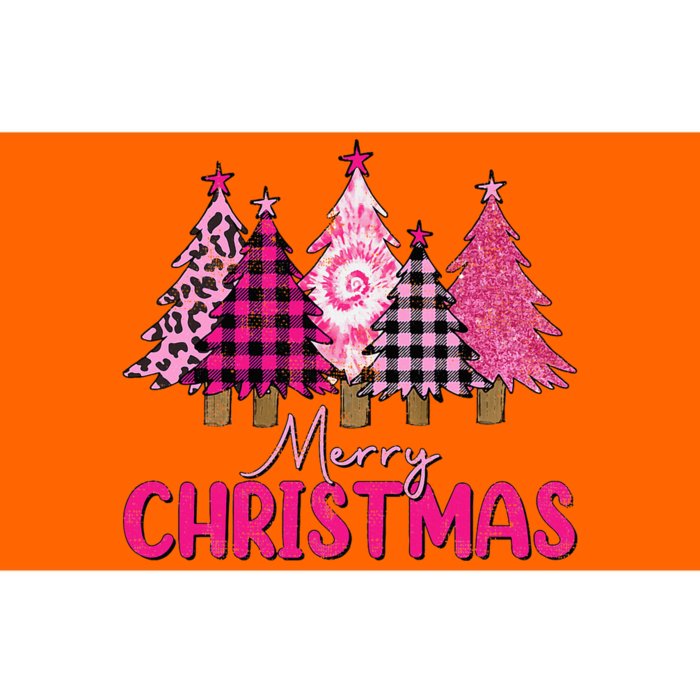 Merry Christmas Trees Leopard Buffalo Plaid Pink Bumper Sticker