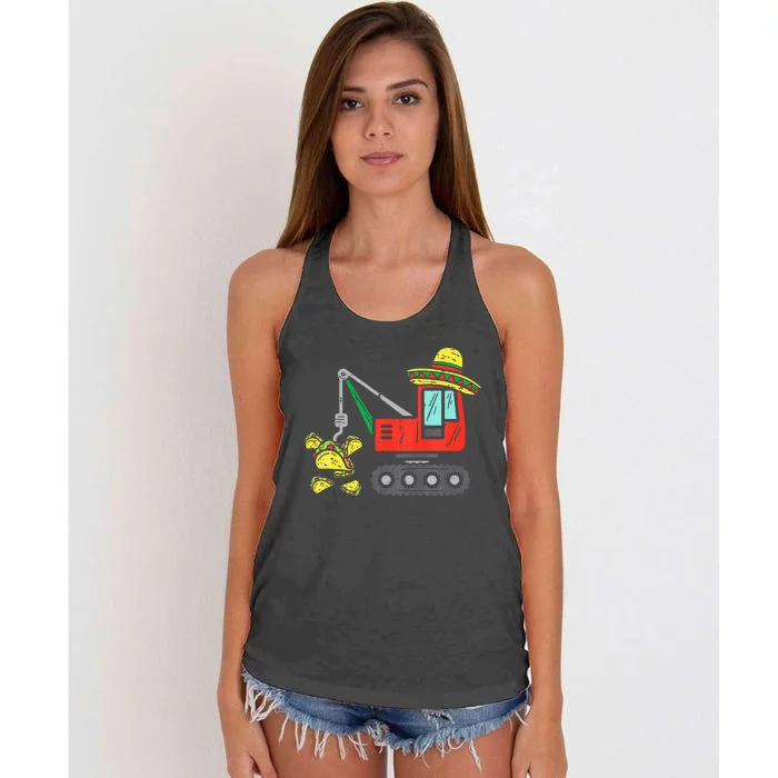 Mexican Crane Tacos Cinco De Mayo Fiesta Women's Knotted Racerback Tank