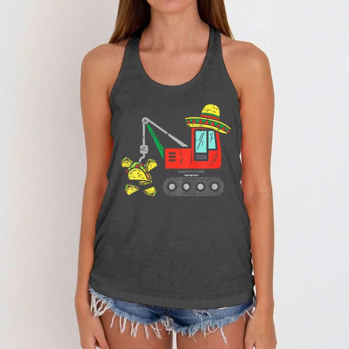 Mexican Crane Tacos Cinco De Mayo Fiesta Women's Knotted Racerback Tank