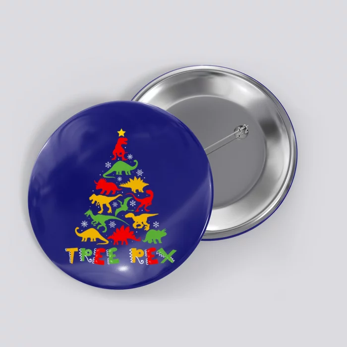 Merry Christmas Tree Rex Dinosaur Snowing Xmas Day Funny Gift Cool Gift Button