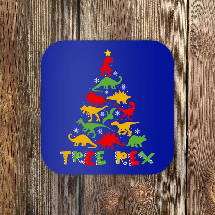 Merry Christmas Tree Rex Dinosaur Snowing Xmas Day Funny Gift Cool Gift Coaster