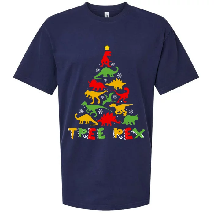 Merry Christmas Tree Rex Dinosaur Snowing Xmas Day Funny Gift Cool Gift Sueded Cloud Jersey T-Shirt