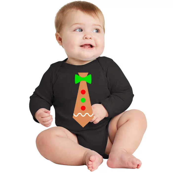 MY CHRISTMAS TIE Pajama Xmas Funny Gingerbread Man Baby Long Sleeve Bodysuit