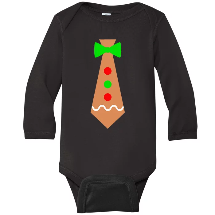 MY CHRISTMAS TIE Pajama Xmas Funny Gingerbread Man Baby Long Sleeve Bodysuit