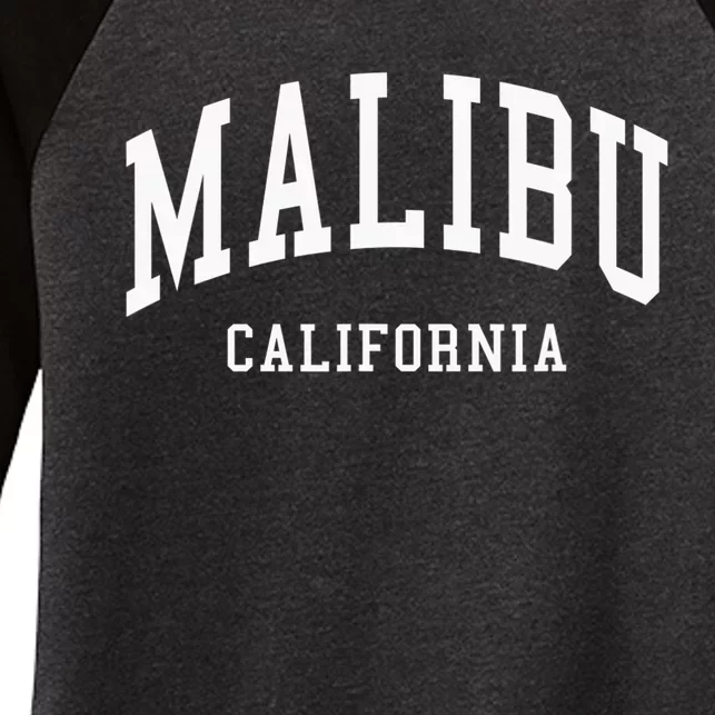 Malibu California Throwback Design Classic Women's Tri-Blend 3/4-Sleeve Raglan Shirt