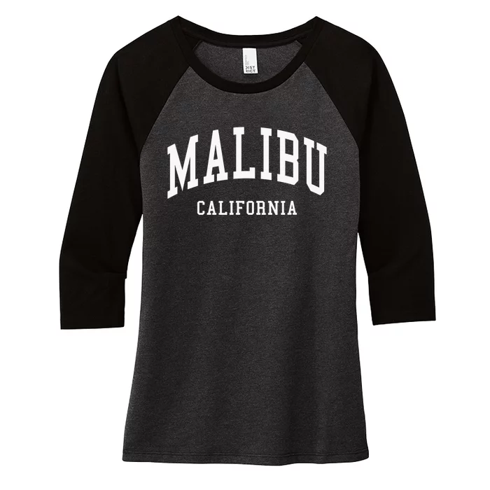 Malibu California Throwback Design Classic Women's Tri-Blend 3/4-Sleeve Raglan Shirt