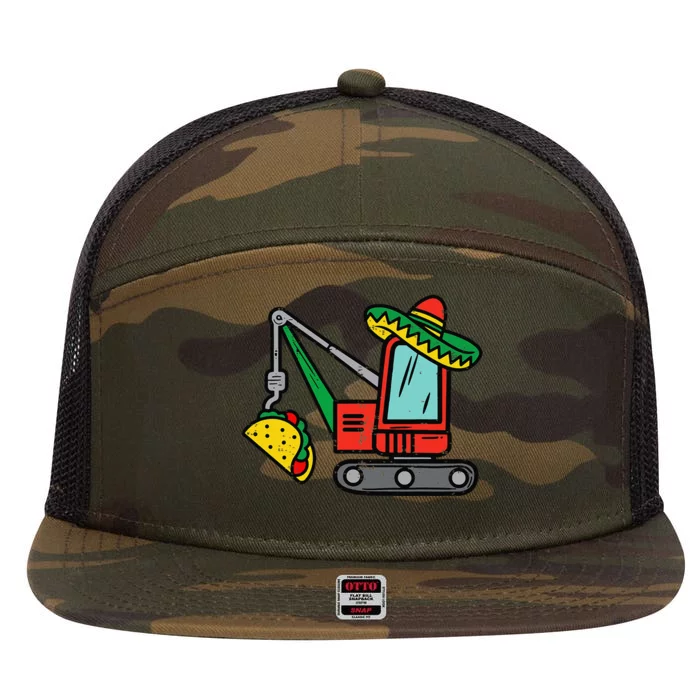 Mexican Crane Tacos Cinco De Mayo Fiesta 7 Panel Mesh Trucker Snapback Hat