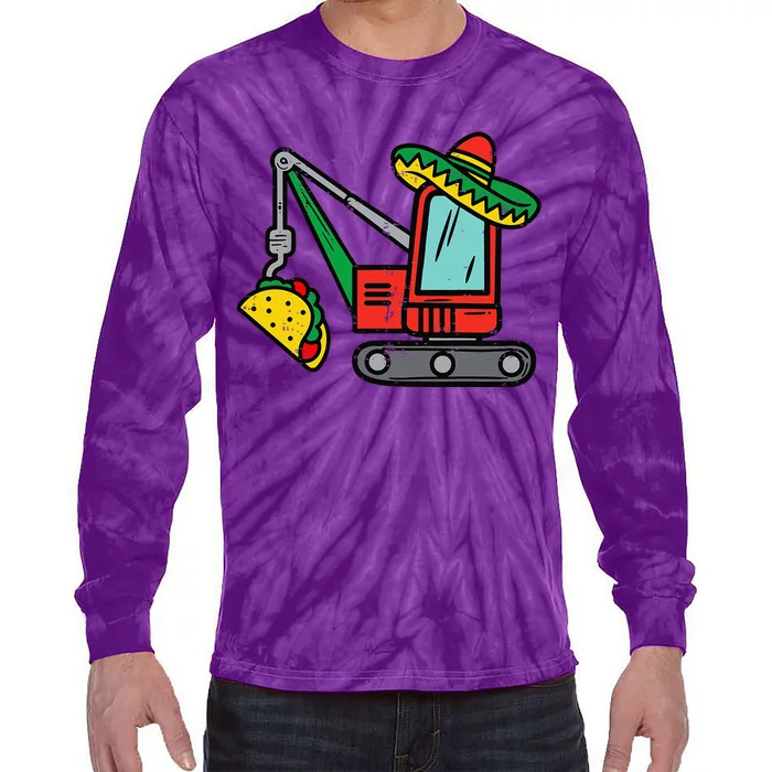 Mexican Crane Tacos Cinco De Mayo Fiesta Tie-Dye Long Sleeve Shirt