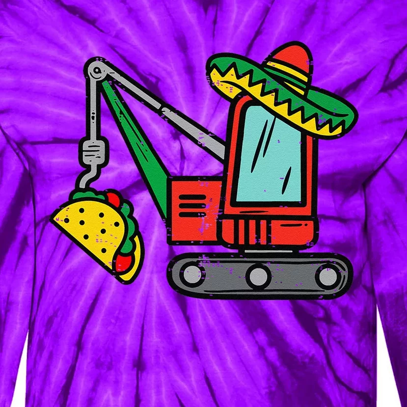 Mexican Crane Tacos Cinco De Mayo Fiesta Tie-Dye Long Sleeve Shirt