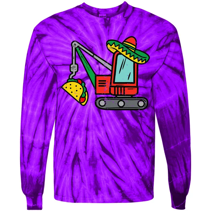 Mexican Crane Tacos Cinco De Mayo Fiesta Tie-Dye Long Sleeve Shirt