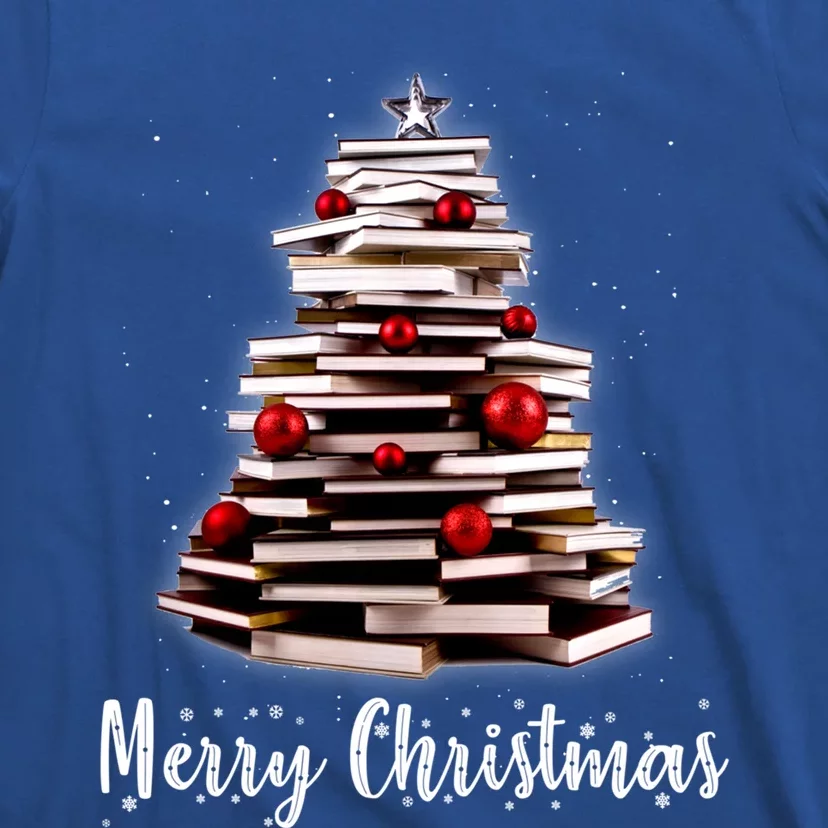 Merry Christmas Tree Love Reading Books Librarian Nerd Cool Gift T-Shirt