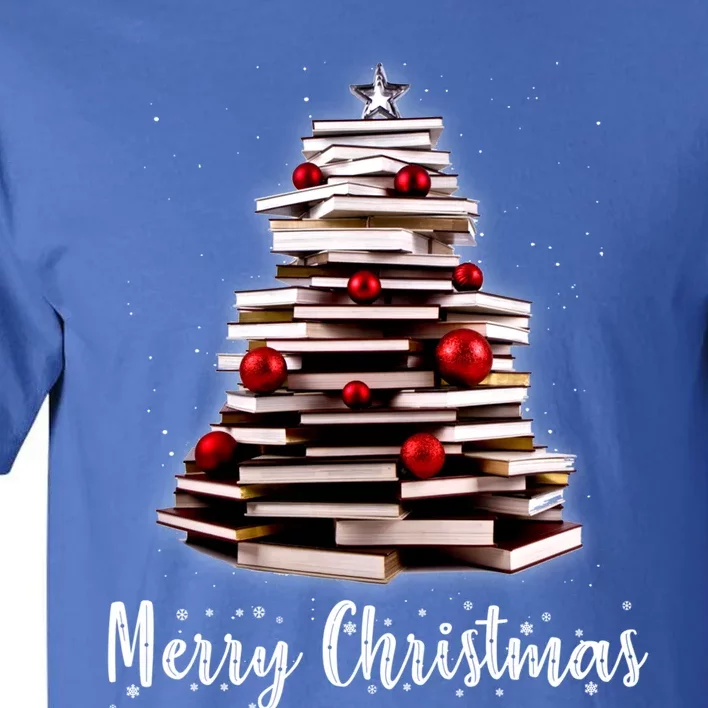 Merry Christmas Tree Love Reading Books Librarian Nerd Cool Gift Tall T-Shirt