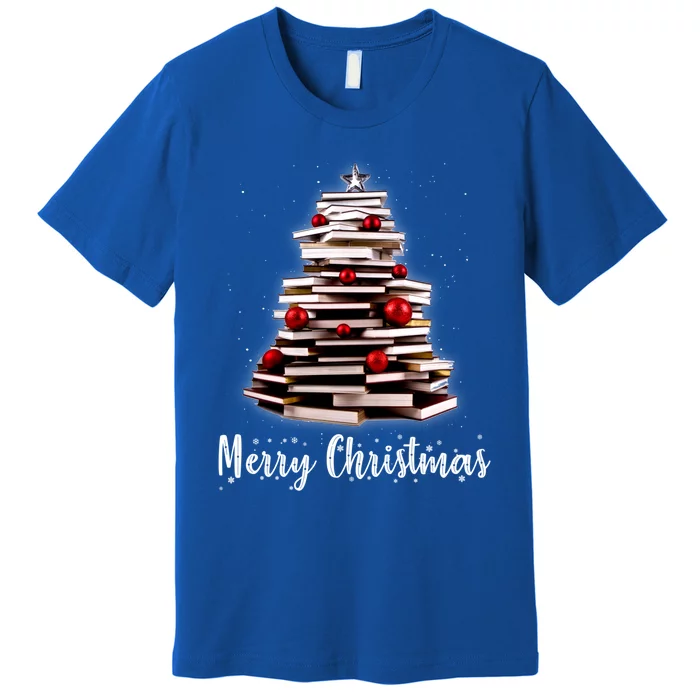 Merry Christmas Tree Love Reading Books Librarian Nerd Cool Gift Premium T-Shirt