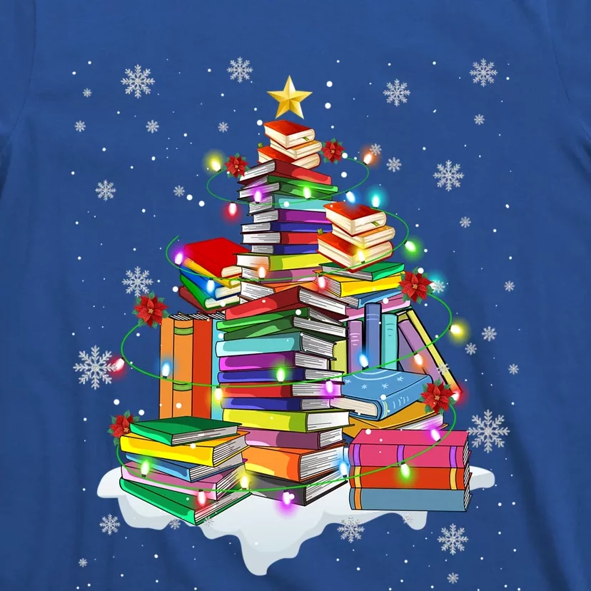 Merry Christmas Tree Reading Books Lover Librarian Nerd Gift T-Shirt