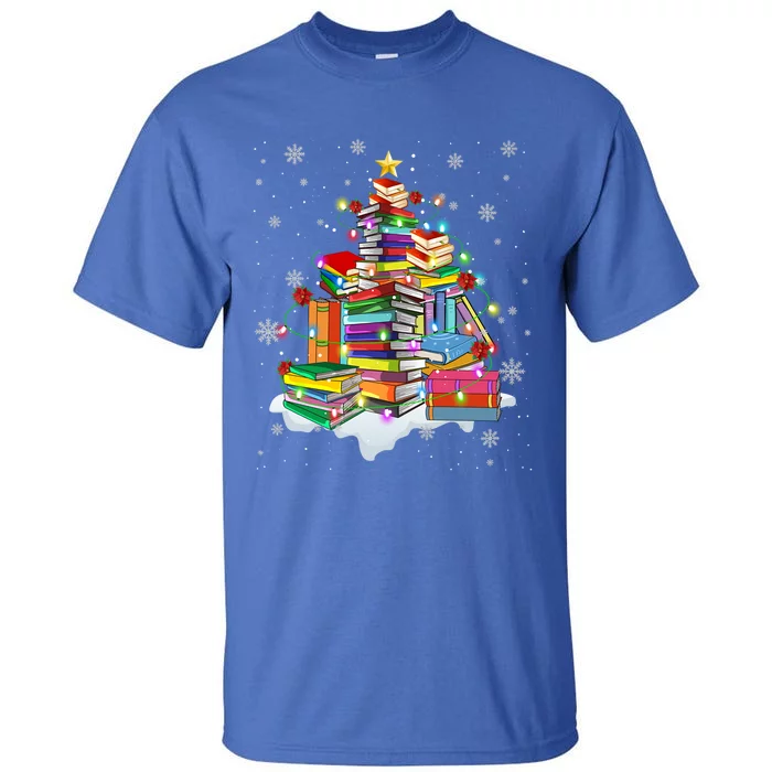 Merry Christmas Tree Reading Books Lover Librarian Nerd Gift Tall T-Shirt