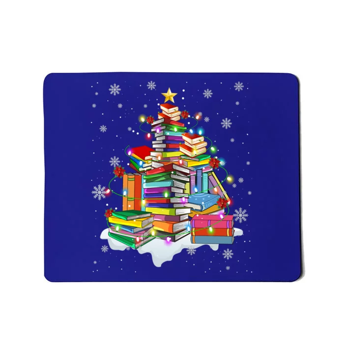 Merry Christmas Tree Reading Books Lover Librarian Nerd Gift Mousepad