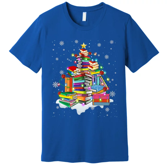 Merry Christmas Tree Reading Books Lover Librarian Nerd Gift Premium T-Shirt