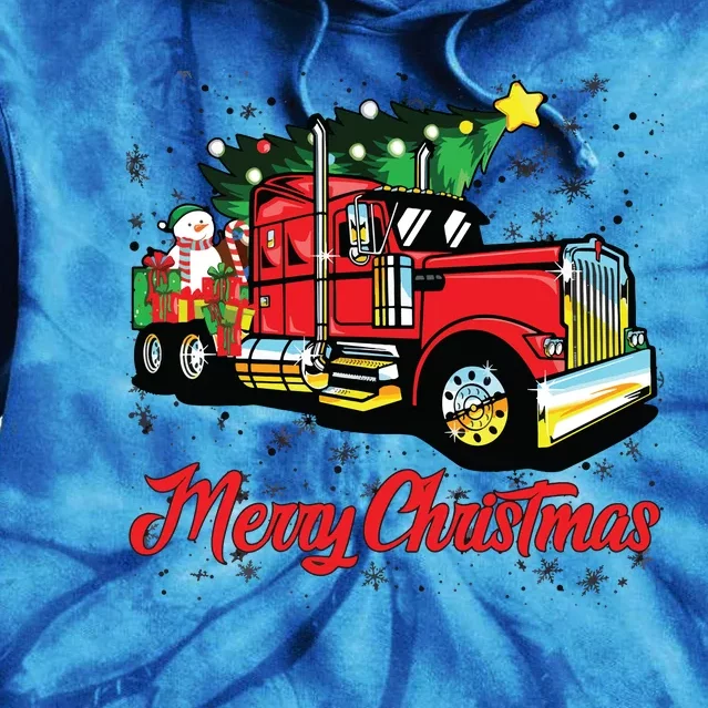 Merry Christmas Truck Driver Xmas Party Trucker Tie Dye Hoodie