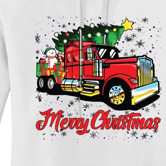 Merry Christmas Truck Driver Xmas Party Trucker Women's Pullover Hoodie