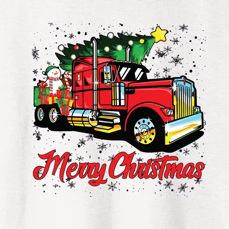 Merry Christmas Truck Driver Xmas Party Trucker Women's Crop Top Tee