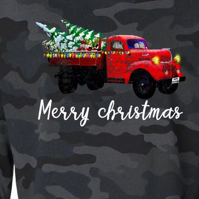 Merry Christmas Truck Cropped Pullover Crew