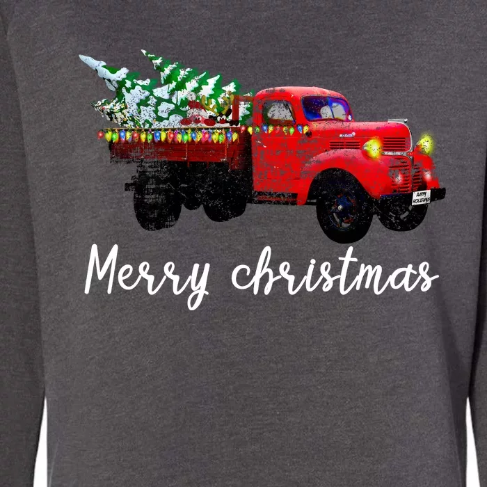 Merry Christmas Truck Womens California Wash Sweatshirt