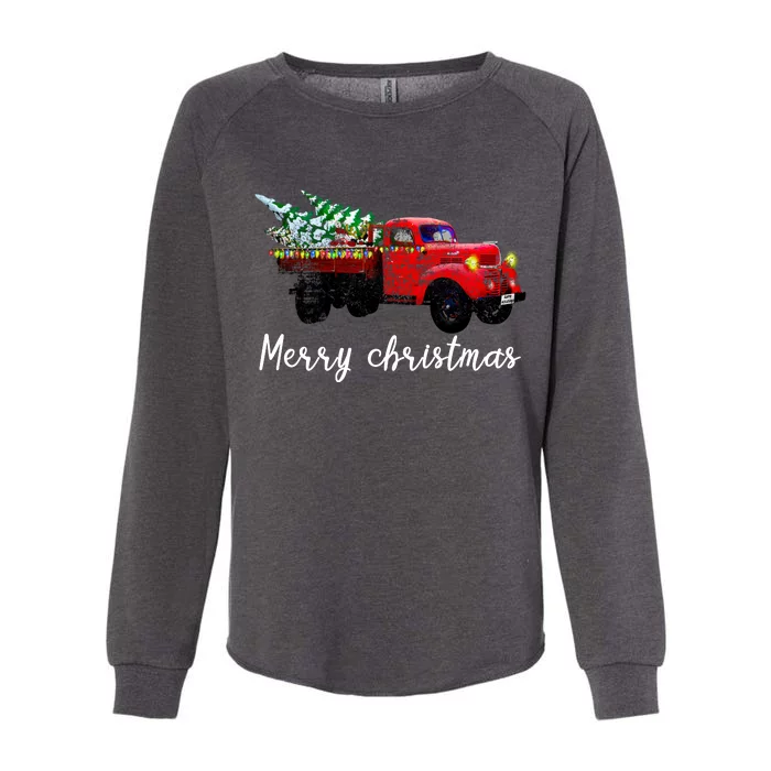 Merry Christmas Truck Womens California Wash Sweatshirt