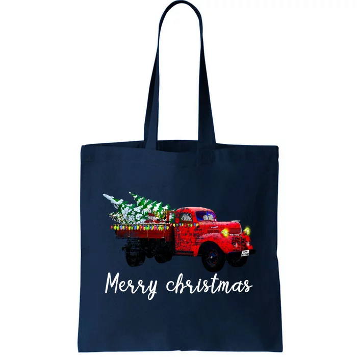 Merry Christmas Truck Tote Bag