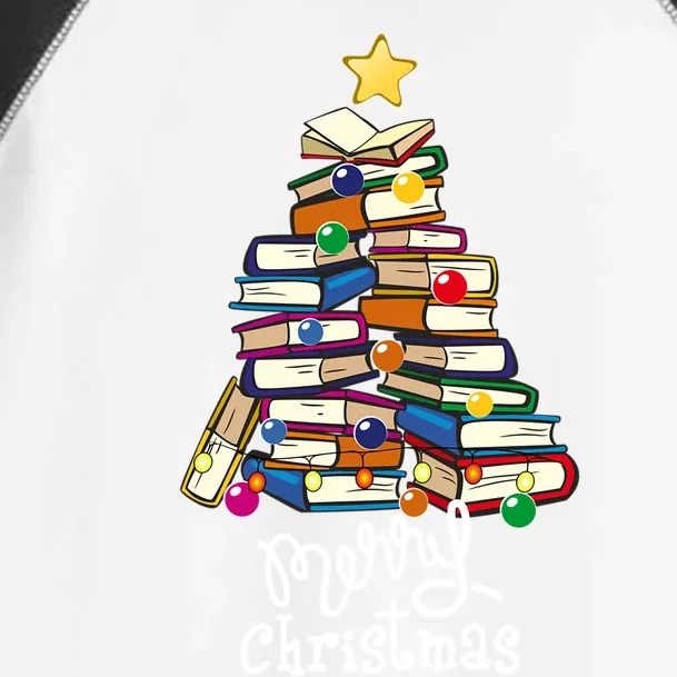 Merry Christmas Tree Teachers Love Reading Books Librarian Gift Toddler Fine Jersey T-Shirt