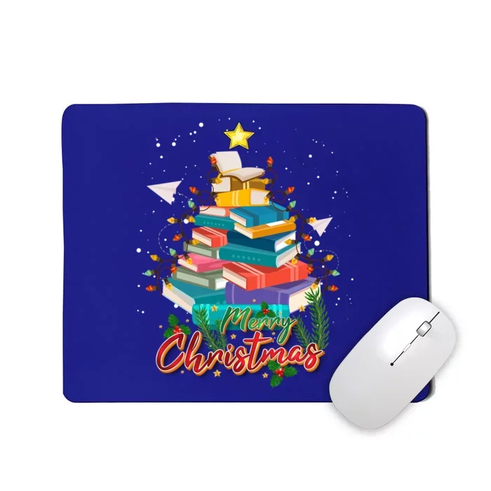 Merry Christmas Tree Book Teacher Cute Gift Pajamas Xmas Lights Cool Gift Mousepad