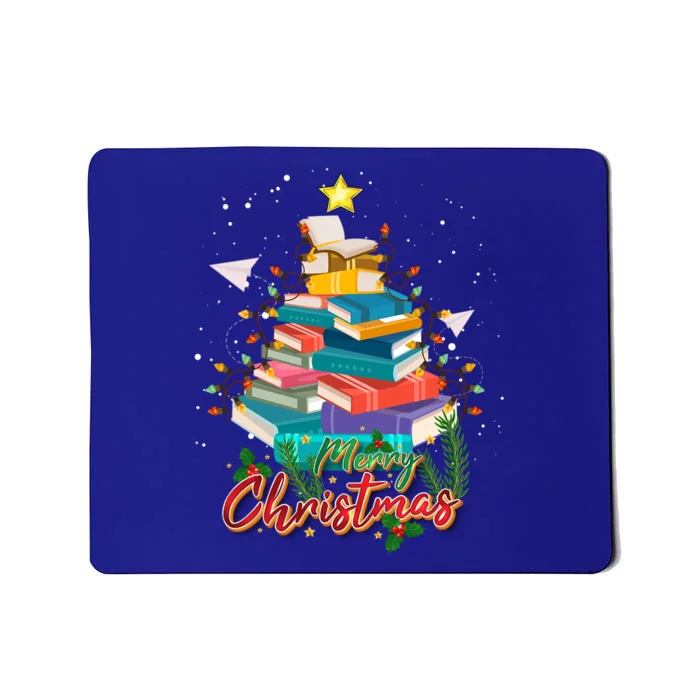 Merry Christmas Tree Book Teacher Cute Gift Pajamas Xmas Lights Cool Gift Mousepad