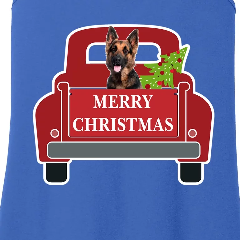 Merry Christmas Truck Dog Ger Shepherd Gift Ladies Essential Tank