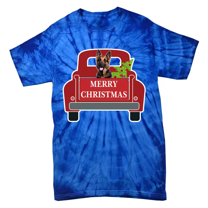 Merry Christmas Truck Dog Ger Shepherd Gift Tie-Dye T-Shirt