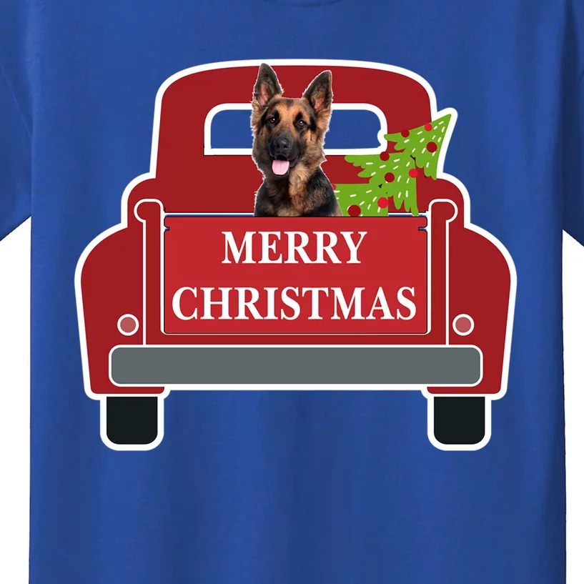 Merry Christmas Truck Dog Ger Shepherd Gift Kids T-Shirt