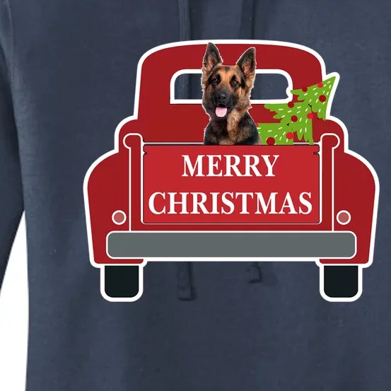 Merry Christmas Truck Dog Ger Shepherd Gift Women's Pullover Hoodie