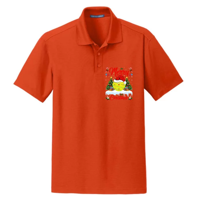 Merry Christmas Tree Pickleball Ugly Sweater Pickleball Xmas Gift Dry Zone Grid Performance Polo