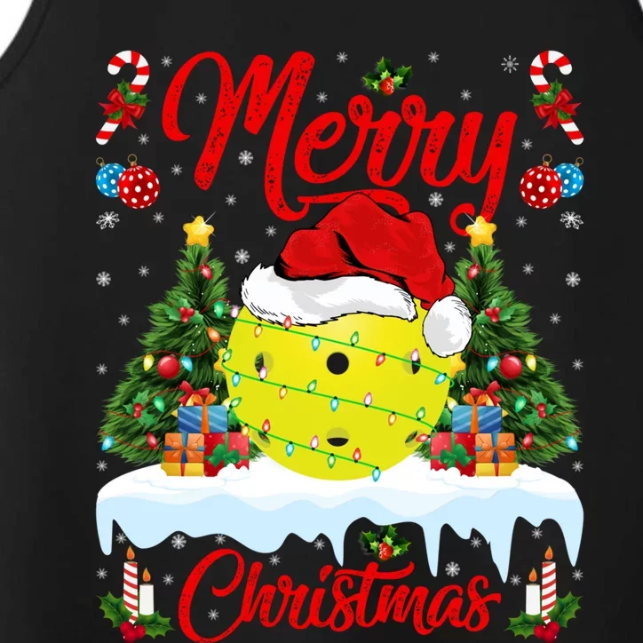 Merry Christmas Tree Pickleball Ugly Sweater Pickleball Xmas Gift Performance Tank