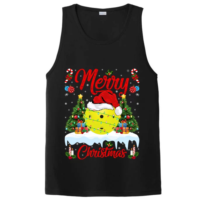 Merry Christmas Tree Pickleball Ugly Sweater Pickleball Xmas Gift Performance Tank