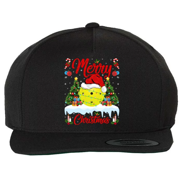 Merry Christmas Tree Pickleball Ugly Sweater Pickleball Xmas Gift Wool Snapback Cap