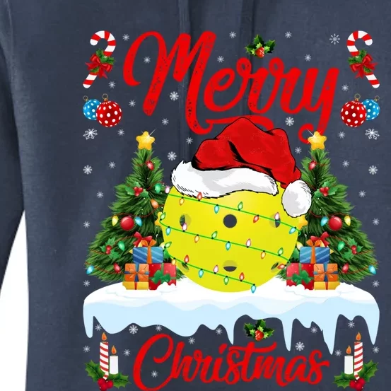 Merry Christmas Tree Pickleball Ugly Sweater Pickleball Xmas Gift Women's Pullover Hoodie