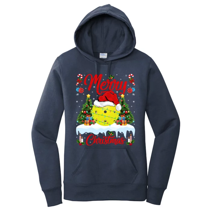 Merry Christmas Tree Pickleball Ugly Sweater Pickleball Xmas Gift Women's Pullover Hoodie