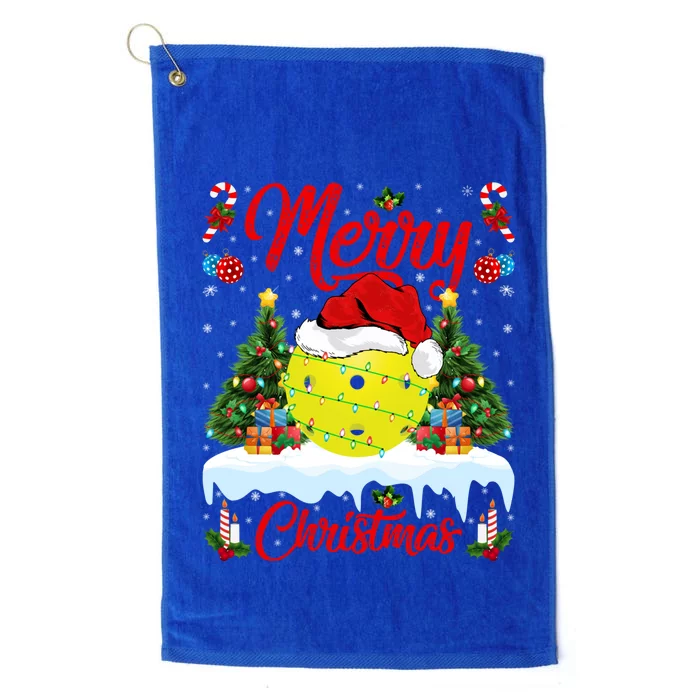 Merry Christmas Tree Pickleball Ugly Sweater Pickleball Xmas Gift Platinum Collection Golf Towel