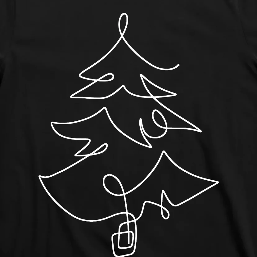 Minimalist Christmas Tree Line Art Holiday T-Shirt