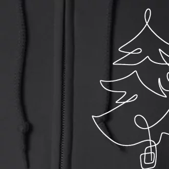 Minimalist Christmas Tree Line Art Holiday Full Zip Hoodie