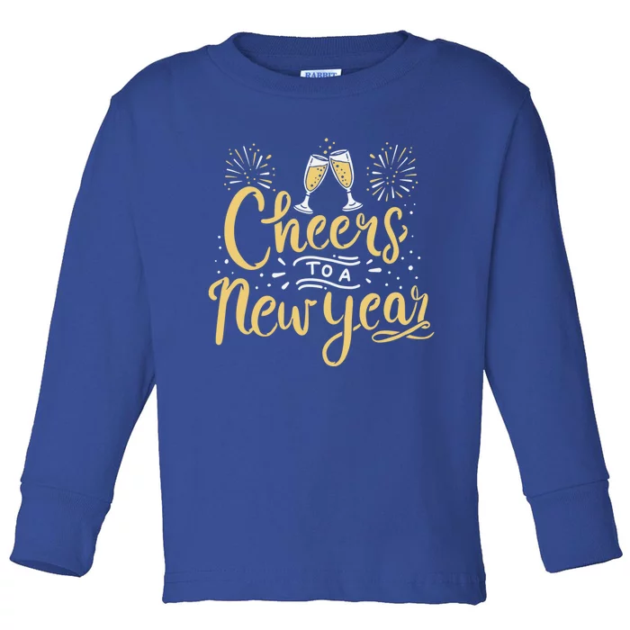 M156 Cheer To A New Year Funny Happy New Year Wine Party Gift Toddler Long Sleeve Shirt