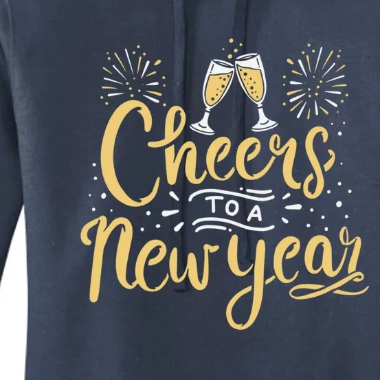 M156 Cheer To A New Year Funny Happy New Year Wine Party Gift Women's Pullover Hoodie