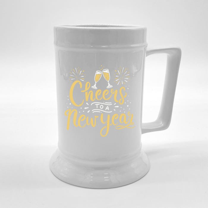 M156 Cheer To A New Year Funny Happy New Year Wine Party Gift Front & Back Beer Stein